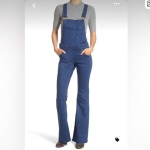 BP. Flare Denim Overalls Blue Size 26 Bell Bottom buckle  Bib Pants Jumpsuit